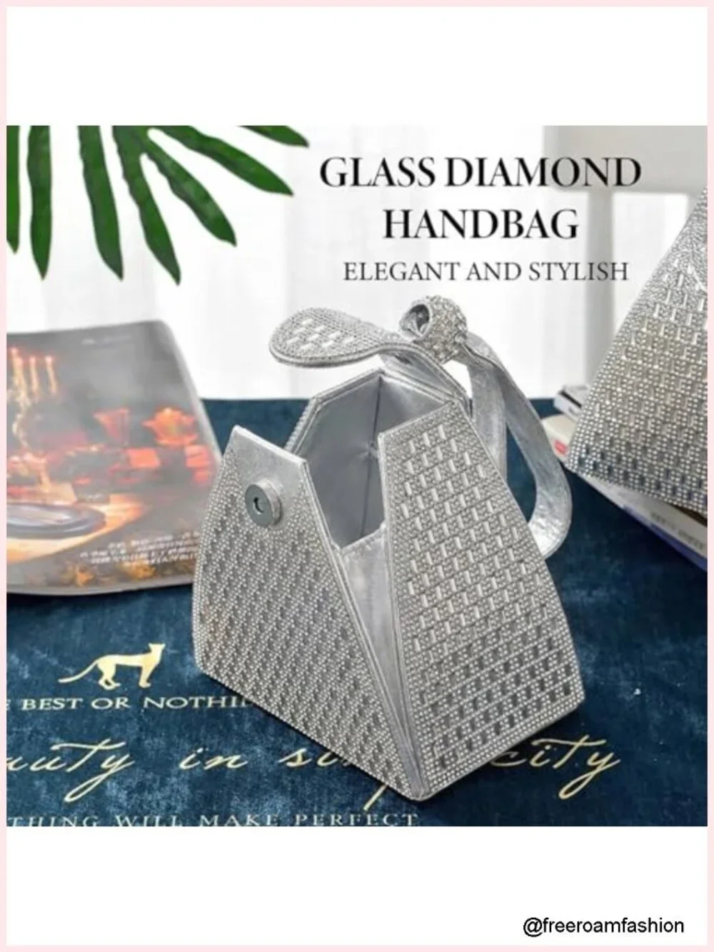 Rhinestone Clutch Evening Bag Pyramid Shape Sparkly Handbag Luxury Purse